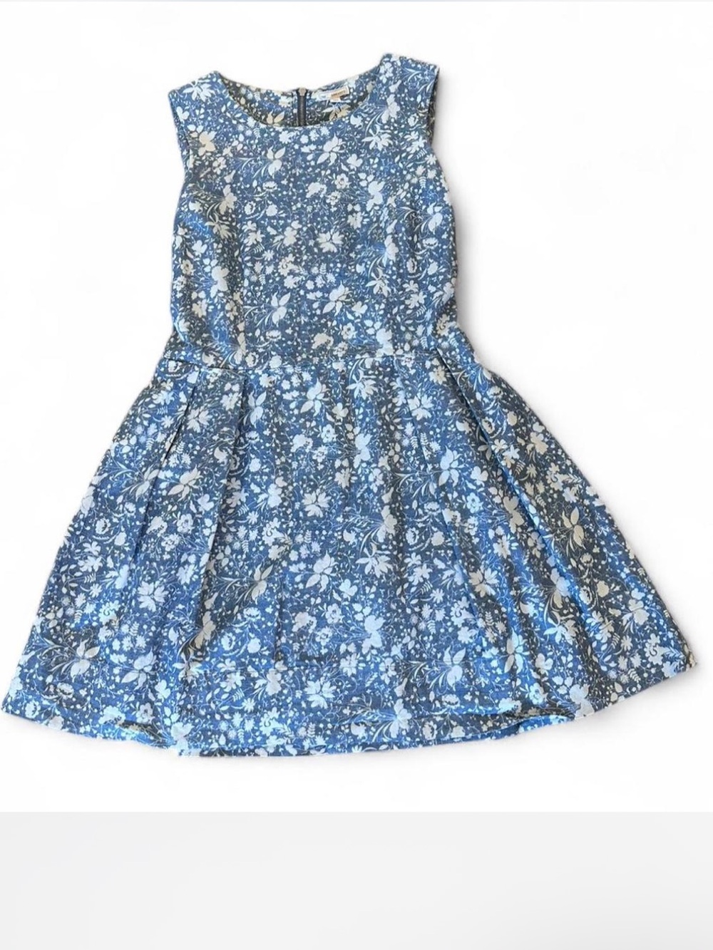GAP Chambray Floral Sleeveless High Neck Dress Zip Back — 0 — Worn Once